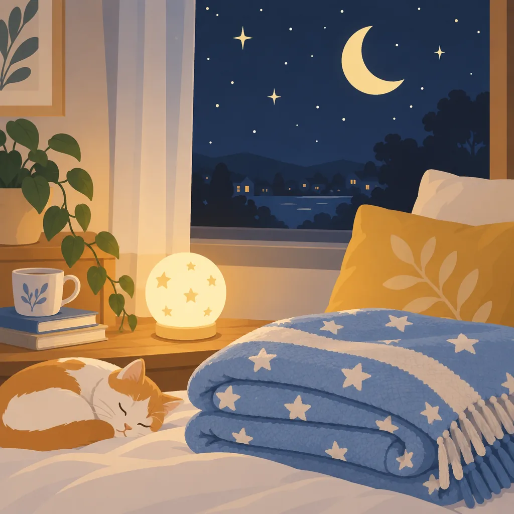 Illustrated scene themed to bedtime & lullabies