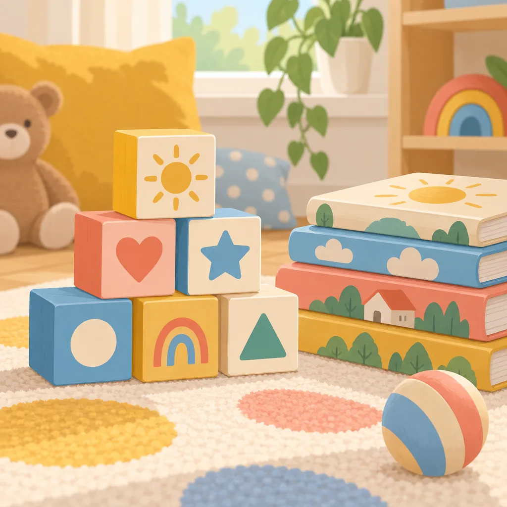 Illustrated scene themed to early learning