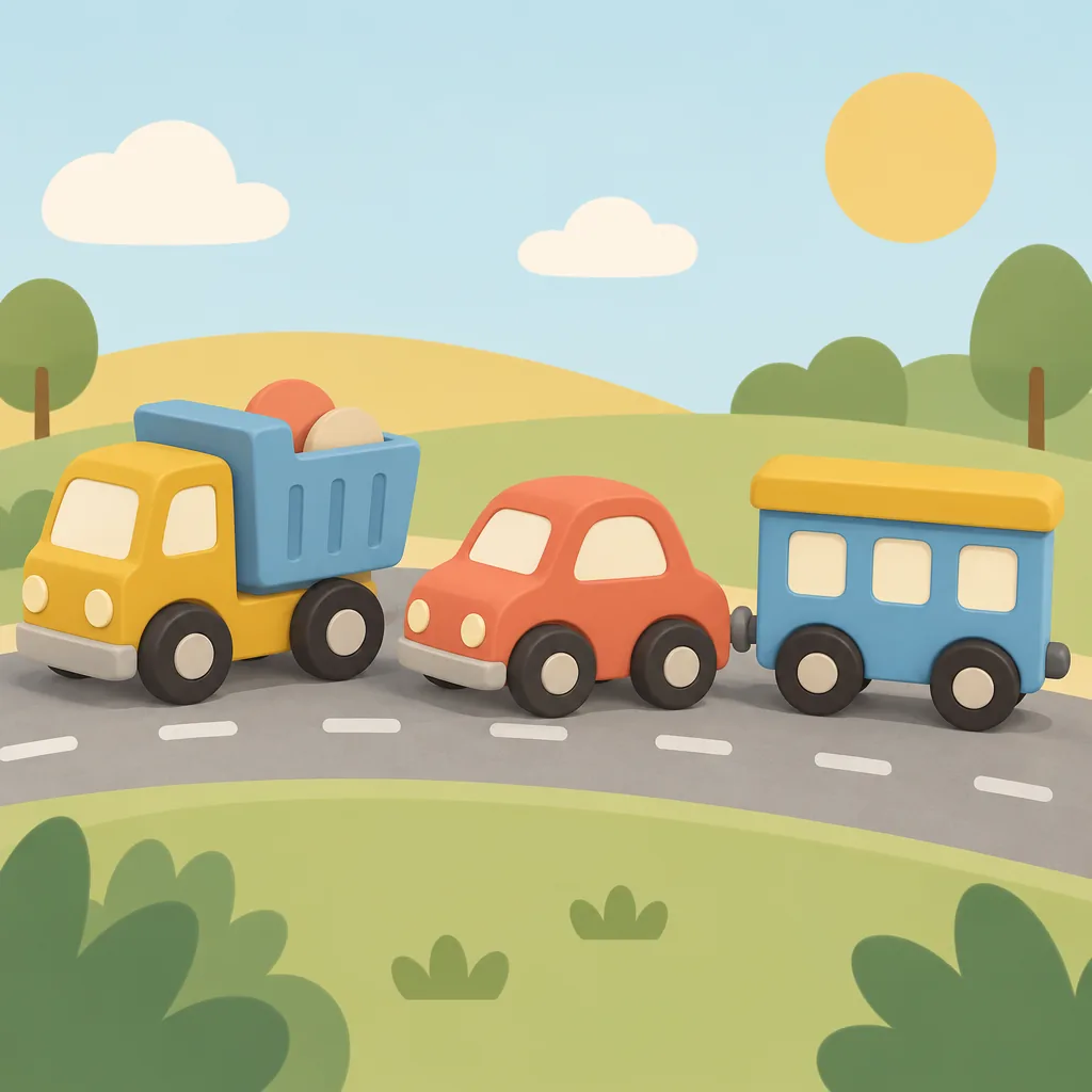 Illustrated scene themed to vehicles & trucks